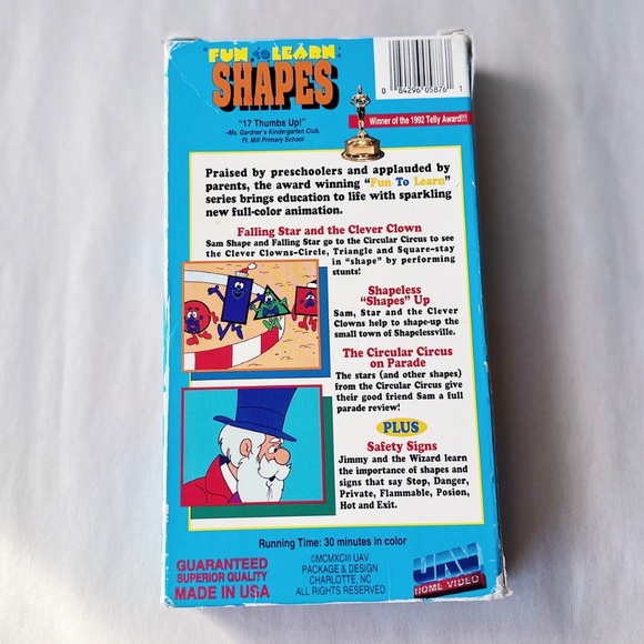 Fun to Learn All About Shapes VHS - Tested 1993 Cartoons - Picture 2 of 6